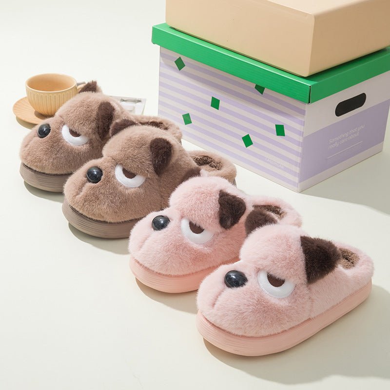 Warm And Cute Puppy Platform Non Slip Cotton Slippers | Luxury Home Accessories | Heulog Glow