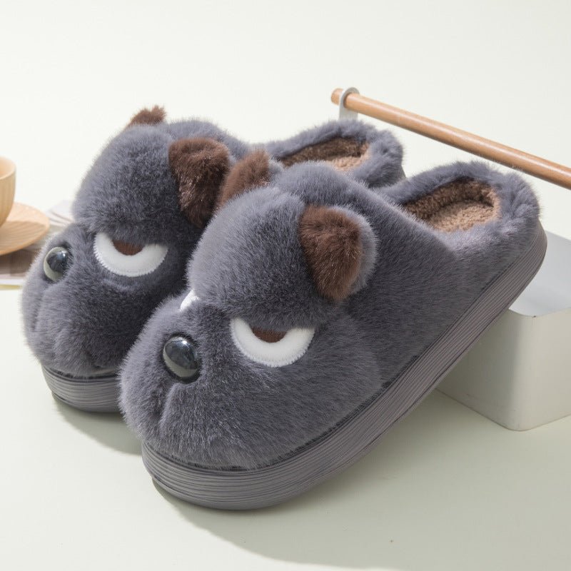 Warm And Cute Puppy Platform Non Slip Cotton Slippers | Luxury Home Accessories | Heulog Glow