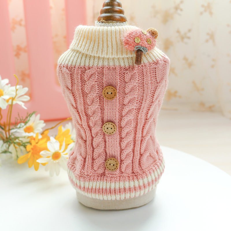 Warm Wooden Buckle Bowknot Dog Clothes Cat Clothes | Luxury Home Accessories | Heulog Glow