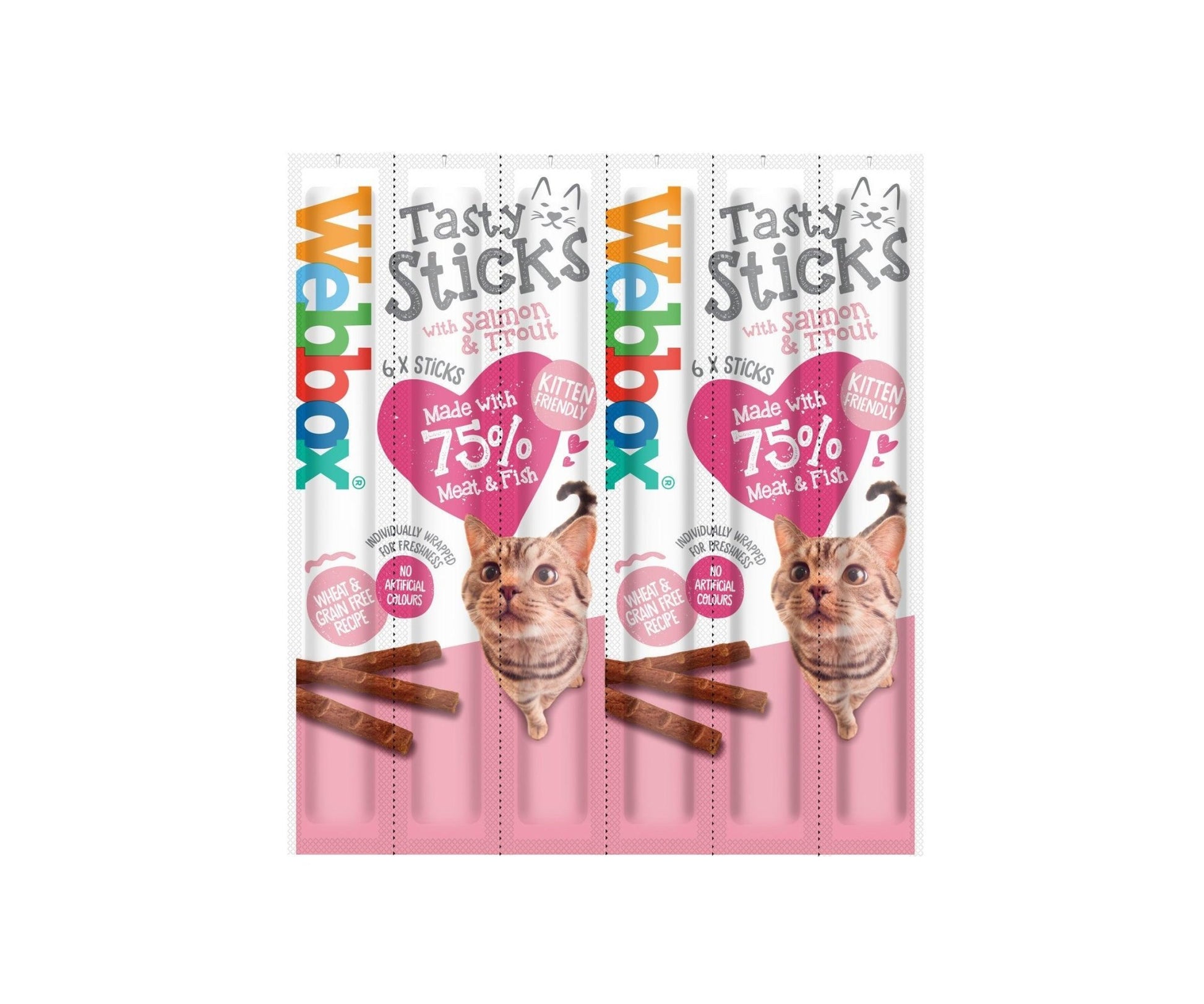 Webbox Tasty Sticks Cat Salmon & Trout 12 x 6 | Luxury Home Accessories | Heulog Glow