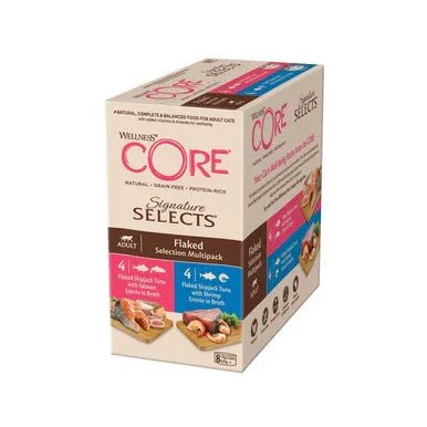 Wellness CORE Cat Wet Adult Signature Selects Flaked Multipack 8 x 79g | Luxury Home Accessories | Heulog Glow