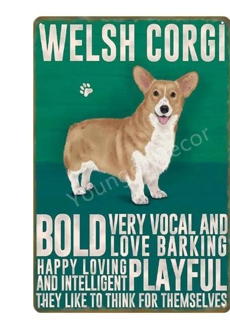 Welsh Corgi Dog Tin Sign | Luxury Home Accessories | Heulog Glow