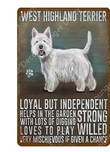 West Highland Terrier Dog Tin Sign | Luxury Home Accessories | Heulog Glow