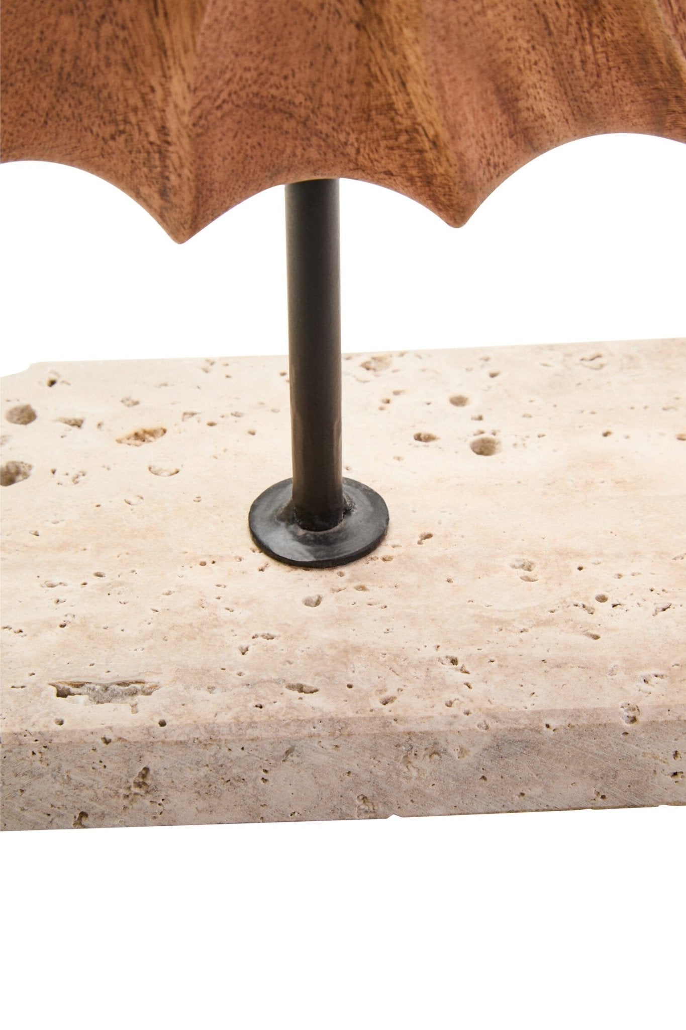 Westo Natural Wood Round Sculpture with Travertine Base | Luxury Home Accessories | Heulog Glow