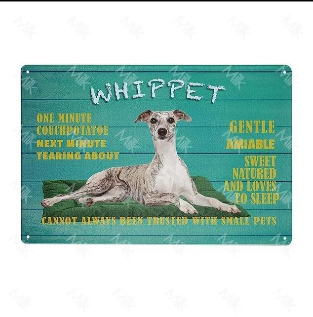 Whippet Dog Tin Sign | Luxury Home Accessories | Heulog Glow