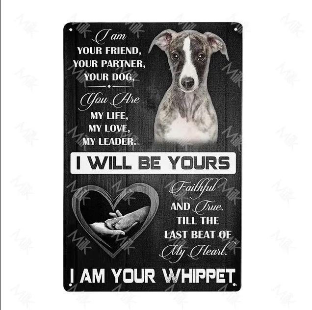 Whippet Dog Tin Sign | Luxury Home Accessories | Heulog Glow