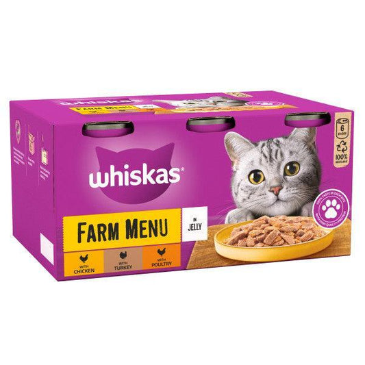 Whiskas 1+ Adult Farm Menu in Jelly Tins 4 x 6 x 400g | Luxury Home Accessories | Heulog Glow