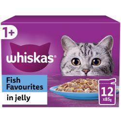 Whiskas 1+ Fish Favourites Adult Wet Cat Food Pouches in Jelly 12pk 85g x 4 (48 POUCHES) | Luxury Home Accessories | Heulog Glow