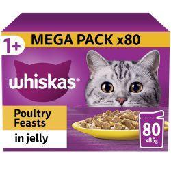 Whiskas 1+ Poultry Feasts Adult Wet Cat Food Pouches in Jelly 80PK 85g | Luxury Home Accessories | Heulog Glow