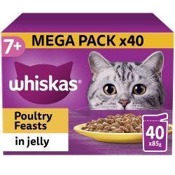 Whiskas 7+ Poultry Feasts Senior Wet Cat Food Pouches in Jelly 40pk 85g | Luxury Home Accessories | Heulog Glow