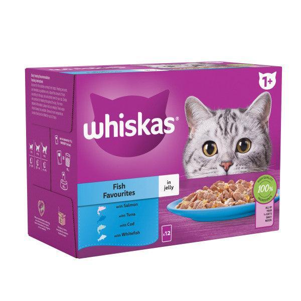 Whiskas Adult 1+ Fish Favourites in Jelly Pouches 4 x 12 x 85g | Luxury Home Accessories | Heulog Glow