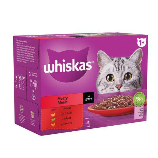 Whiskas Adult 1+ Meaty Meals in Gravy Pouches 4 x 12 x 85g | Luxury Home Accessories | Heulog Glow