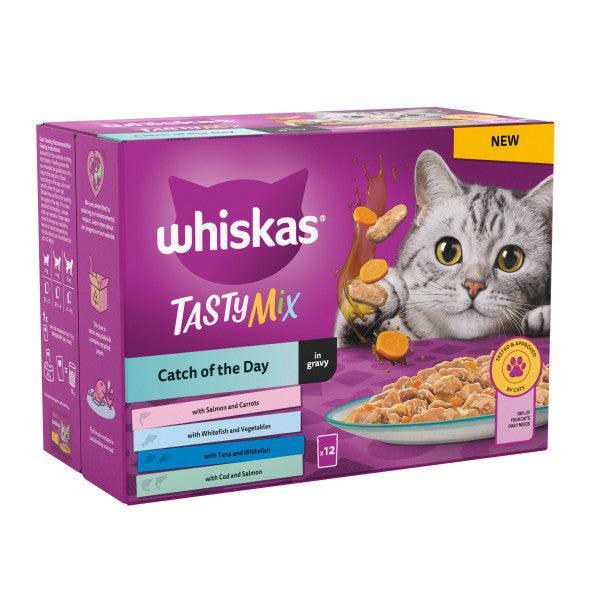 Whiskas Adult 1+ Tasty Mix Catch of The Day in Gravy Pouches 4 x 12 x 85g | Luxury Home Accessories | Heulog Glow