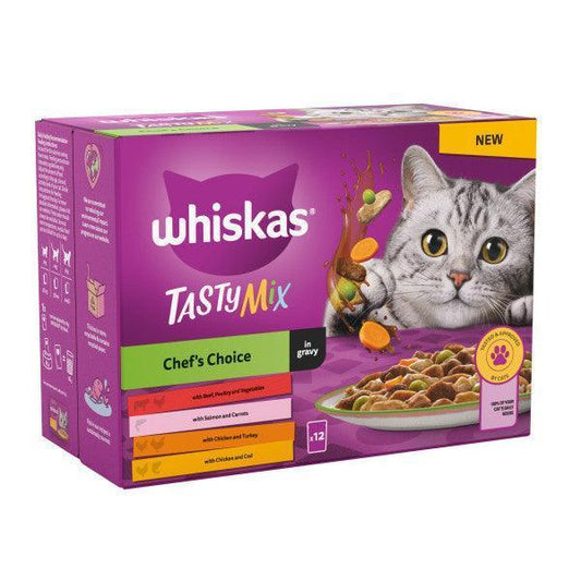 Whiskas Adult 1+ Tasty Mix Chefs Choice in Gravy Pouches 48 x 85g | Luxury Home Accessories | Heulog Glow