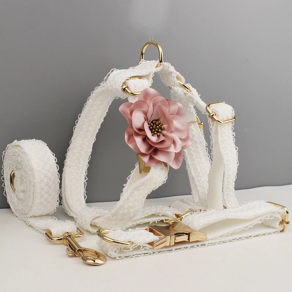 White Lace Pet Vest Dog Collar Dog Wedding Dog Leash | Luxury Home Accessories | Heulog Glow