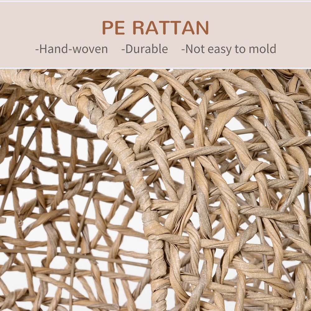 Wicker Cat House, Ball-Shaped Rattan Raised Cat Bed - Natural Wood Finish | Luxury Home Accessories | Heulog Glow