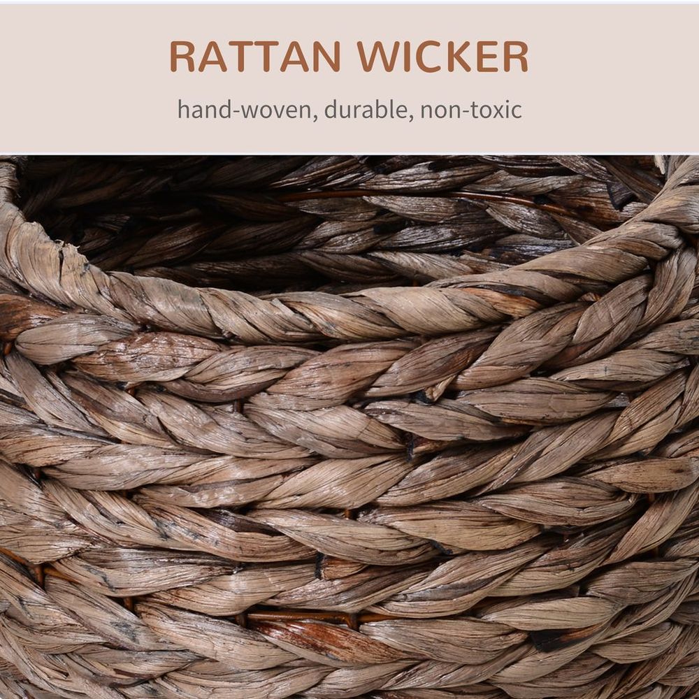 Wicker Cat House, Raised Cat Bed - Brown, 42 x 33 x 52cm. Comfortable, Stable & Durable - Removable/Washable Cushion. Free Air Circulation. | Luxury Home Accessories | Heulog Glow
