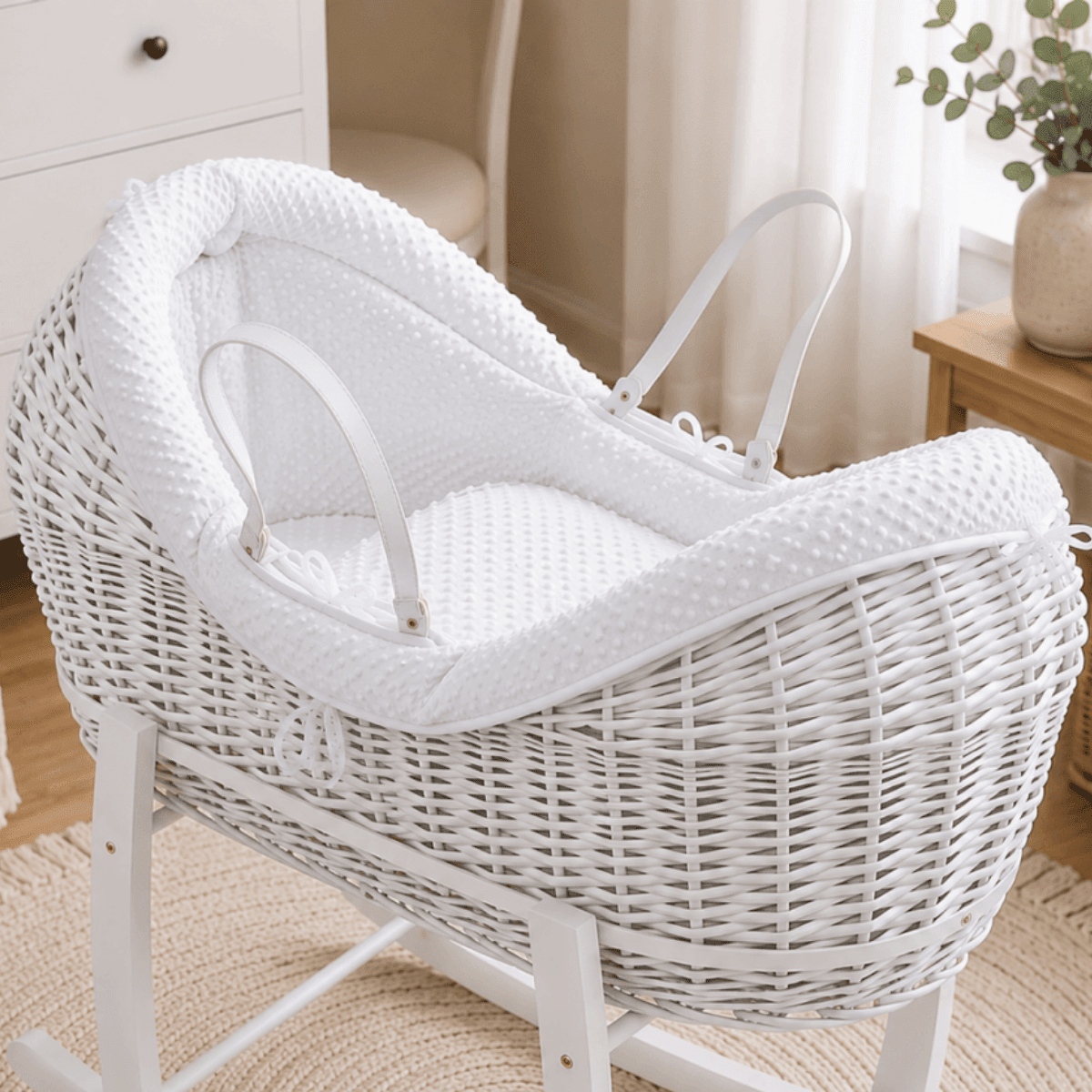 Wicker Deluxe Pod Baby Moses Basket With Stand | Luxury Home Accessories | Heulog Glow