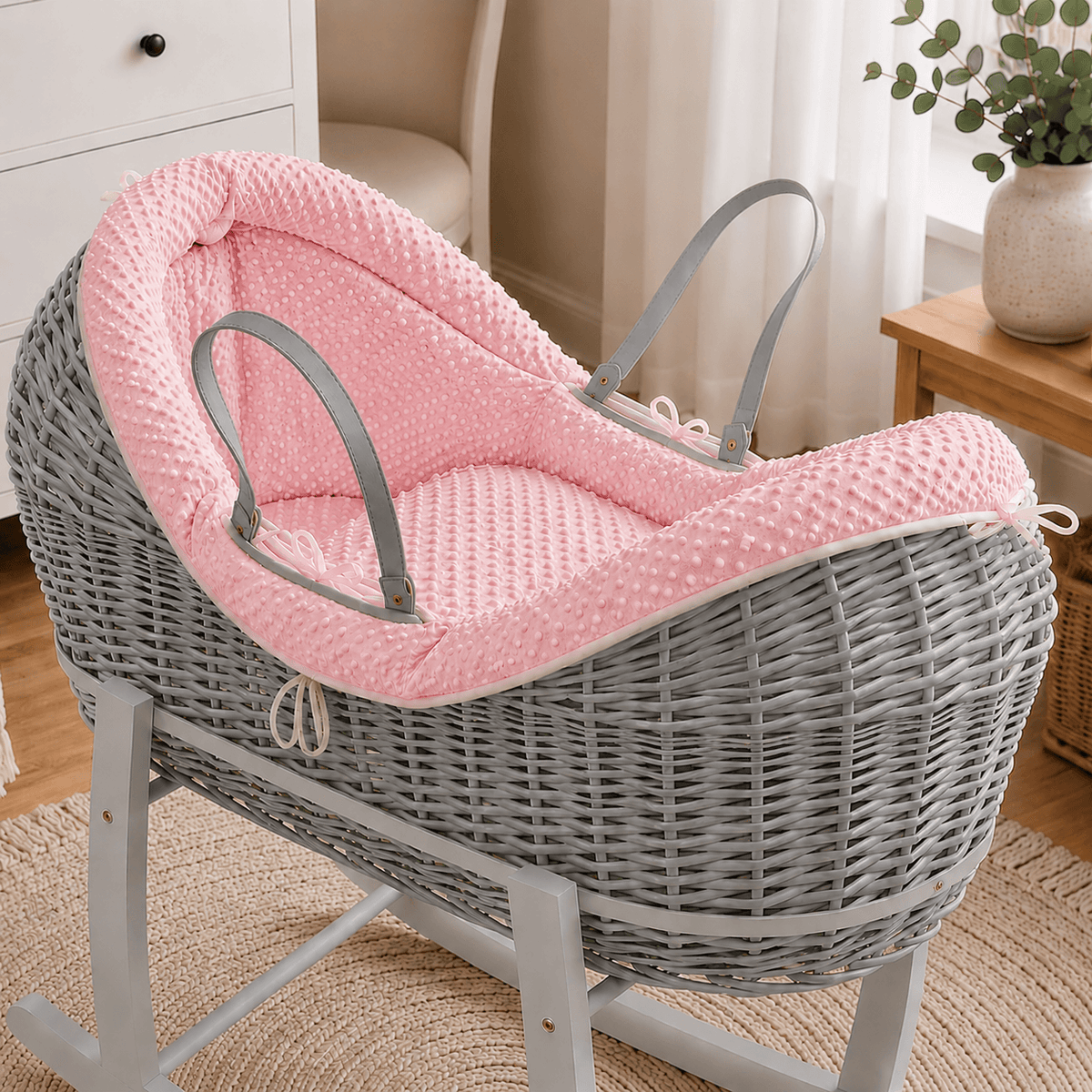 Wicker Deluxe Pod Baby Moses Basket With Stand | Luxury Home Accessories | Heulog Glow
