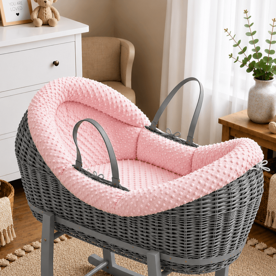 Wicker Pod Baby Deluxe Moses Basket-No stand included | Luxury Home Accessories | Heulog Glow