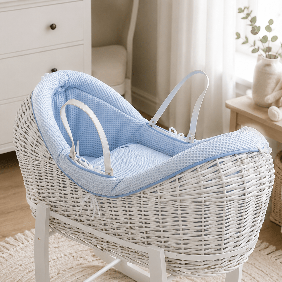 Wicker Pod Baby Deluxe Moses Basket-No stand included | Luxury Home Accessories | Heulog Glow