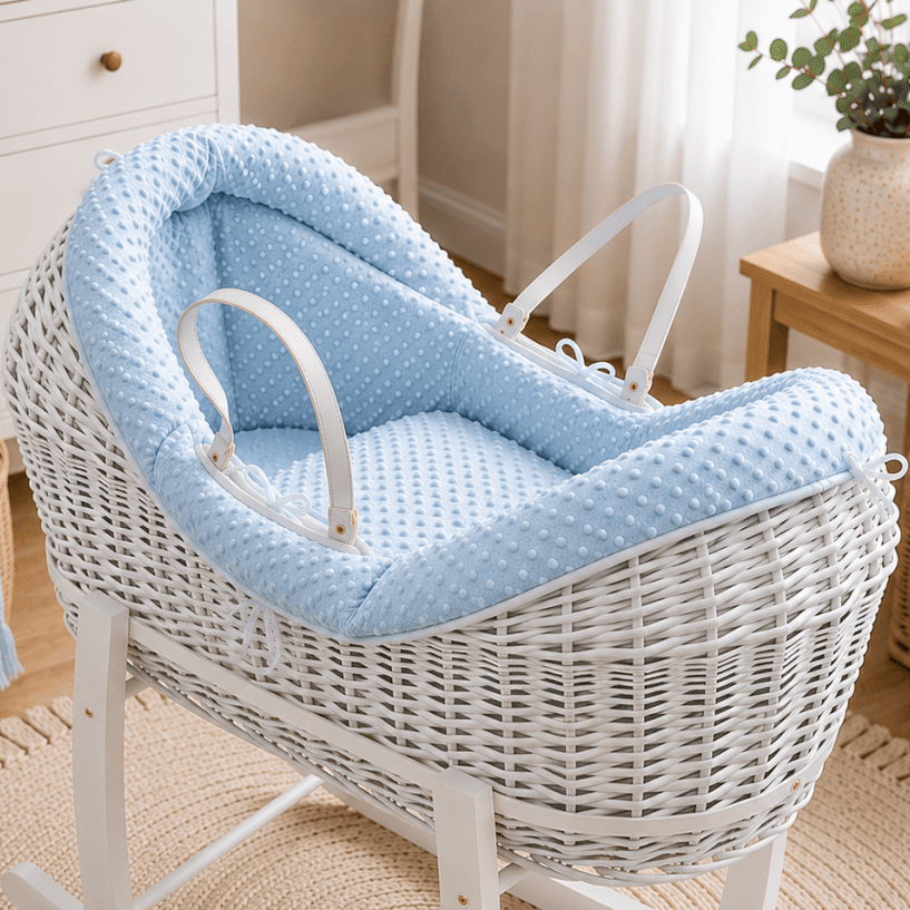 Wicker Pod Baby Deluxe Moses Basket-No stand included | Luxury Home Accessories | Heulog Glow