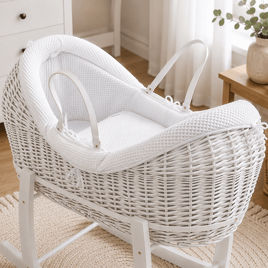Wicker Pod Baby Deluxe Moses Basket-No stand included | Luxury Home Accessories | Heulog Glow