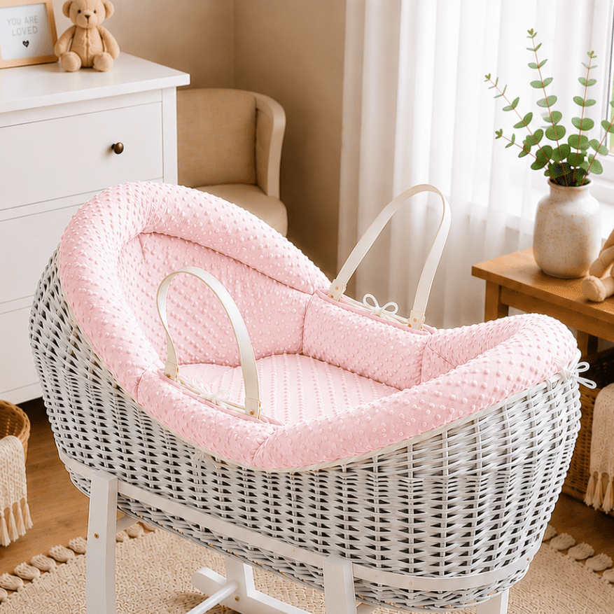 Wicker Pod Baby Deluxe Moses Basket-No stand included | Luxury Home Accessories | Heulog Glow