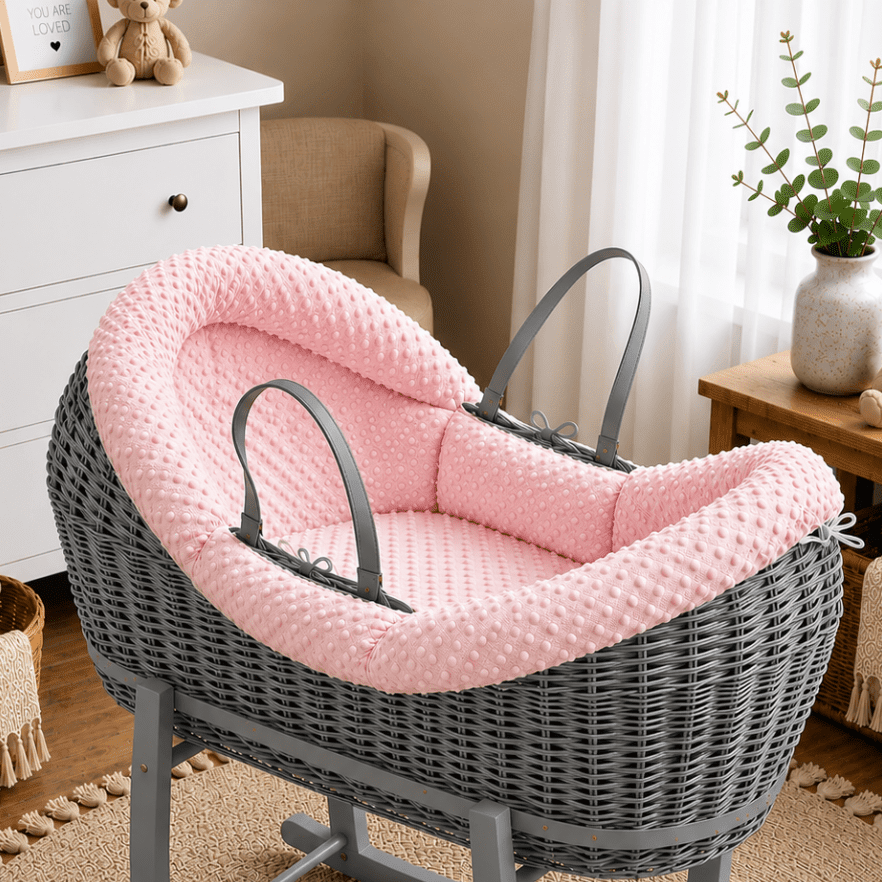 Wicker Pod Baby Deluxe Moses Basket-No stand included | Luxury Home Accessories | Heulog Glow