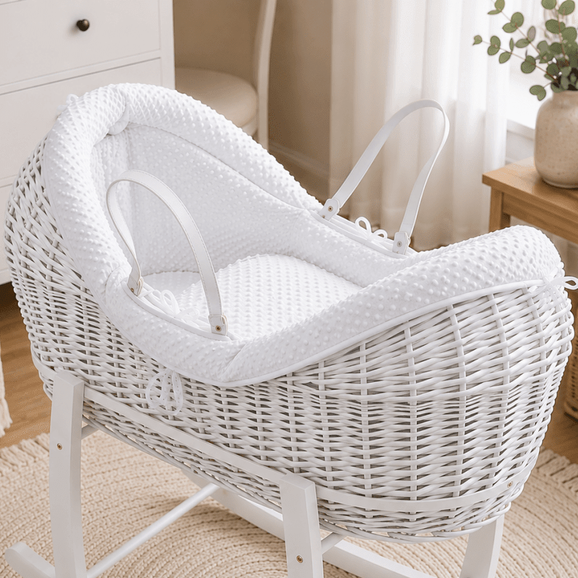 Wicker Pod Baby Deluxe Moses Basket-No stand included | Luxury Home Accessories | Heulog Glow