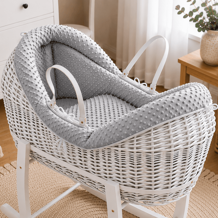 Wicker Pod Baby Deluxe Moses Basket-No stand included | Luxury Home Accessories | Heulog Glow