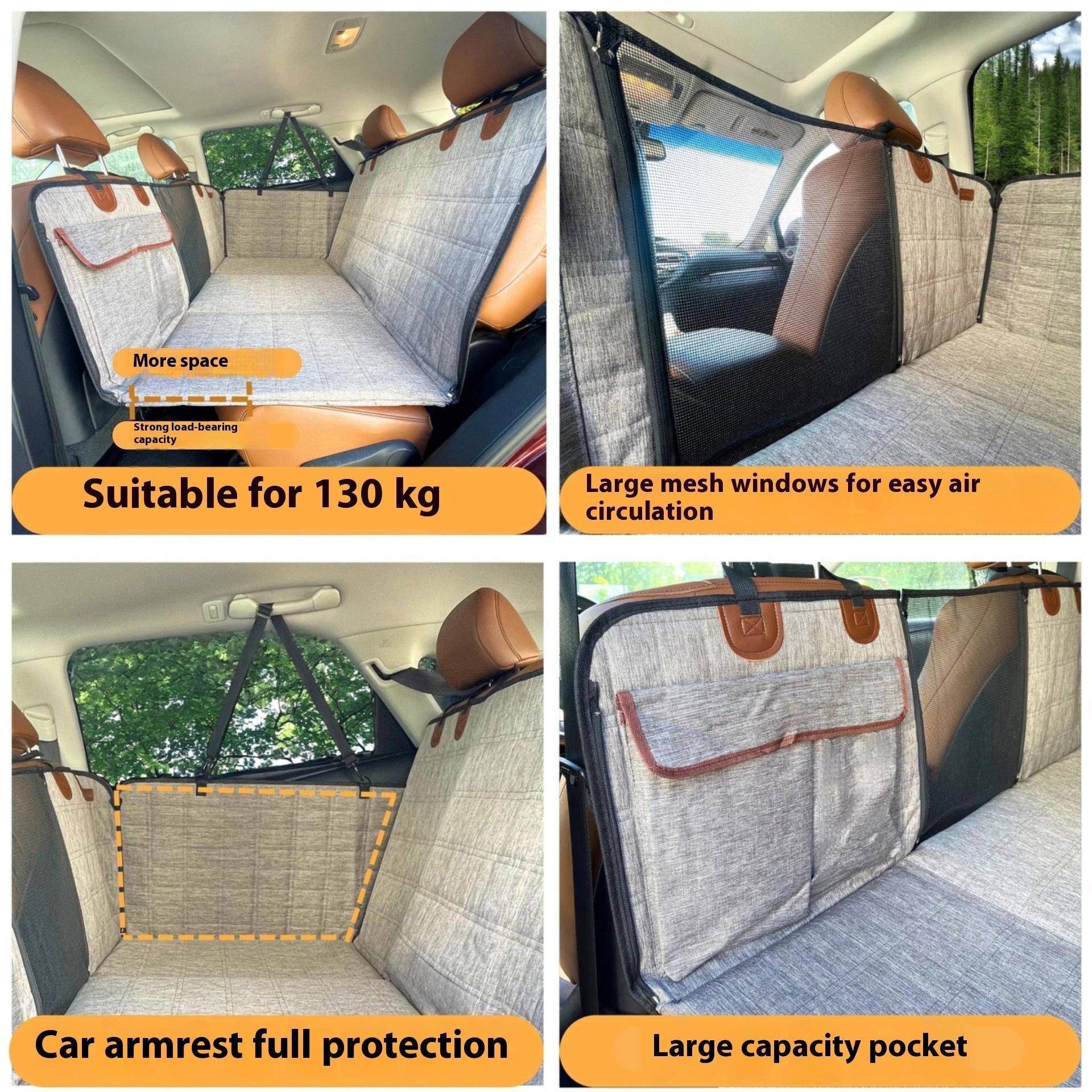 Widened Support Plate Car Dog Bed Rear Seat Pet Pad | Luxury Home Accessories | Heulog Glow