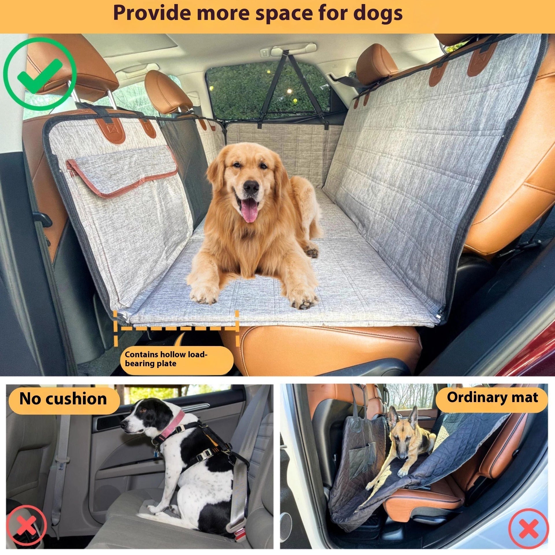 Widened Support Plate Car Dog Bed Rear Seat Pet Pad | Luxury Home Accessories | Heulog Glow