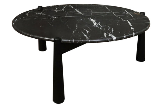 Wilbur Black and White Marble Top Coffee Table with Mango Wood Legs | Luxury Home Accessories | Heulog Glow