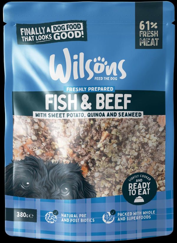 Wilsons Fresh Fish and Beef Wet Pouch 380g | Luxury Home Accessories | Heulog Glow