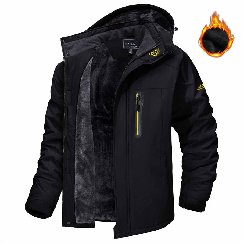 Winter Hooded Jacket Fashion Casual Warm Fleece Coat Windproof Rainproof Parka Windbreaker Men's Top | Luxury Home Accessories | Heulog Glow