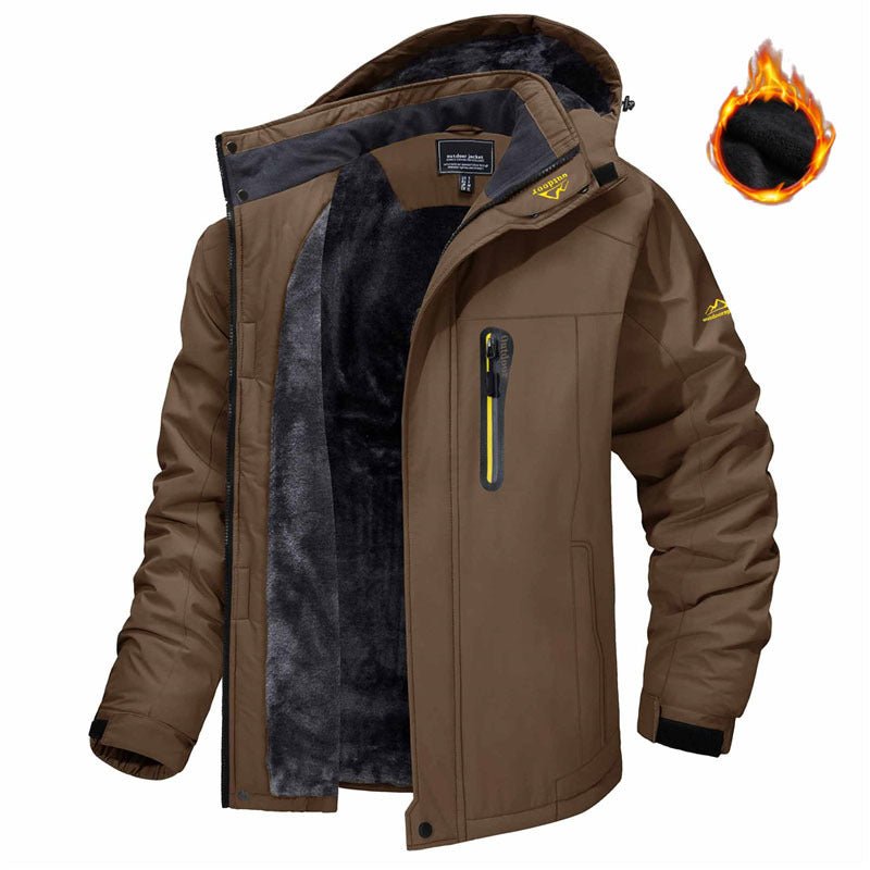 Winter Hooded Jacket Fashion Casual Warm Fleece Coat Windproof Rainproof Parka Windbreaker Men's Top | Luxury Home Accessories | Heulog Glow
