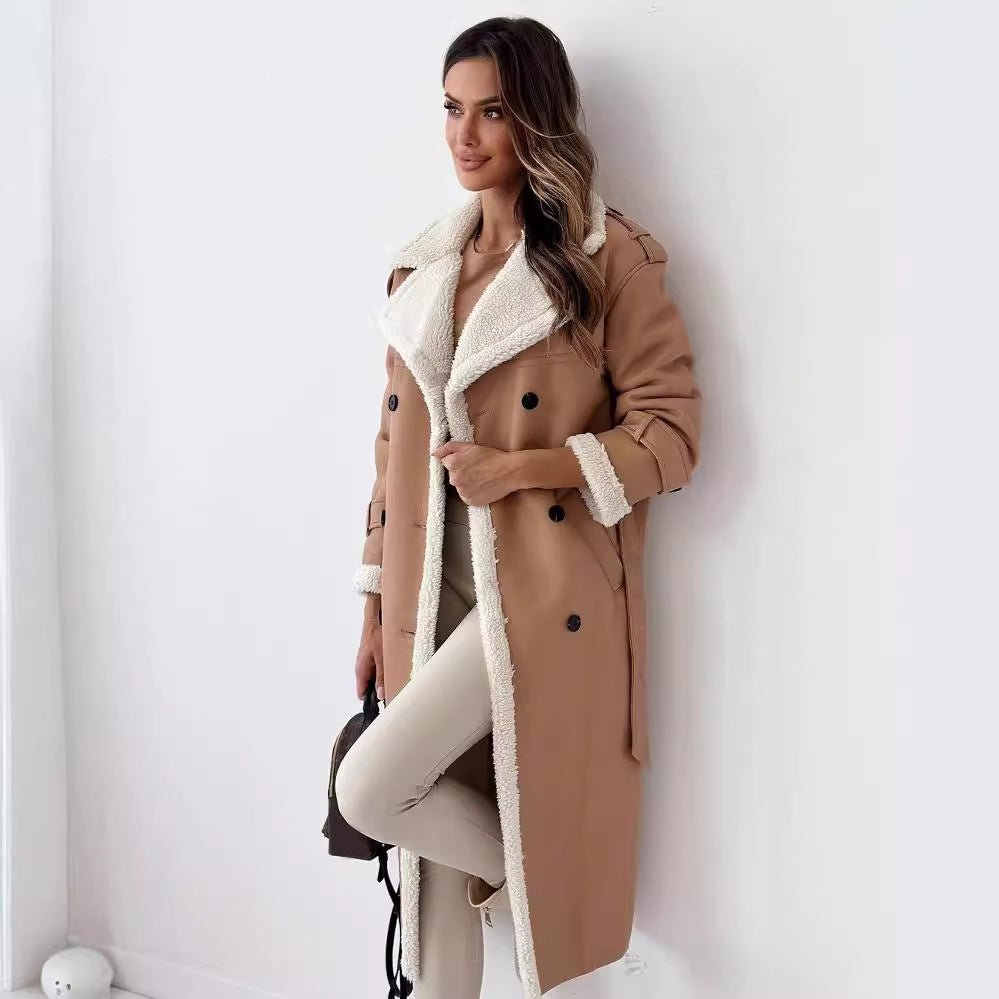 Winter Jacket With Belt Fashion Double Breasted Lapel Windbreaker Women's Long Trench Coat Mid-length Overcoat Clothing | Luxury Home Accessories | Heulog Glow