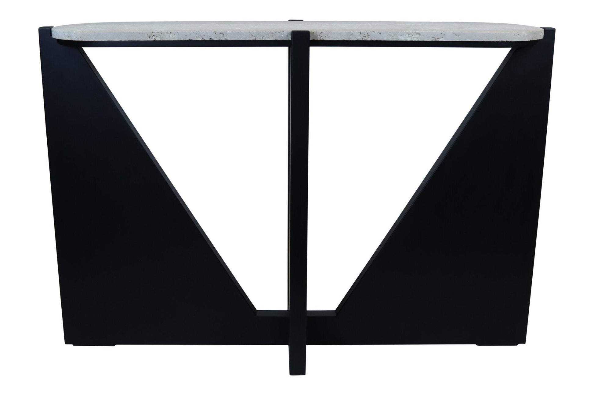 Winton Travertine Top Console Table With Black Acacia Wood Frame | Luxury Home Accessories | Heulog Glow