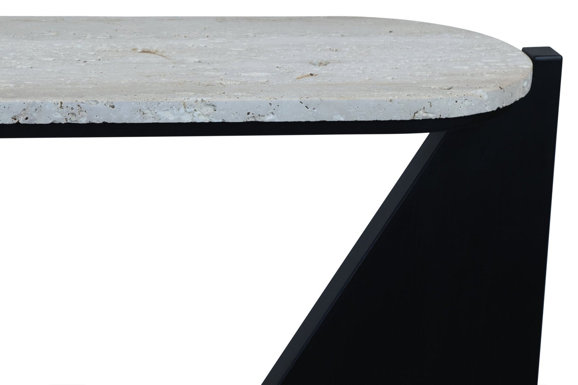 Winton Travertine Top Console Table With Black Acacia Wood Frame | Luxury Home Accessories | Heulog Glow