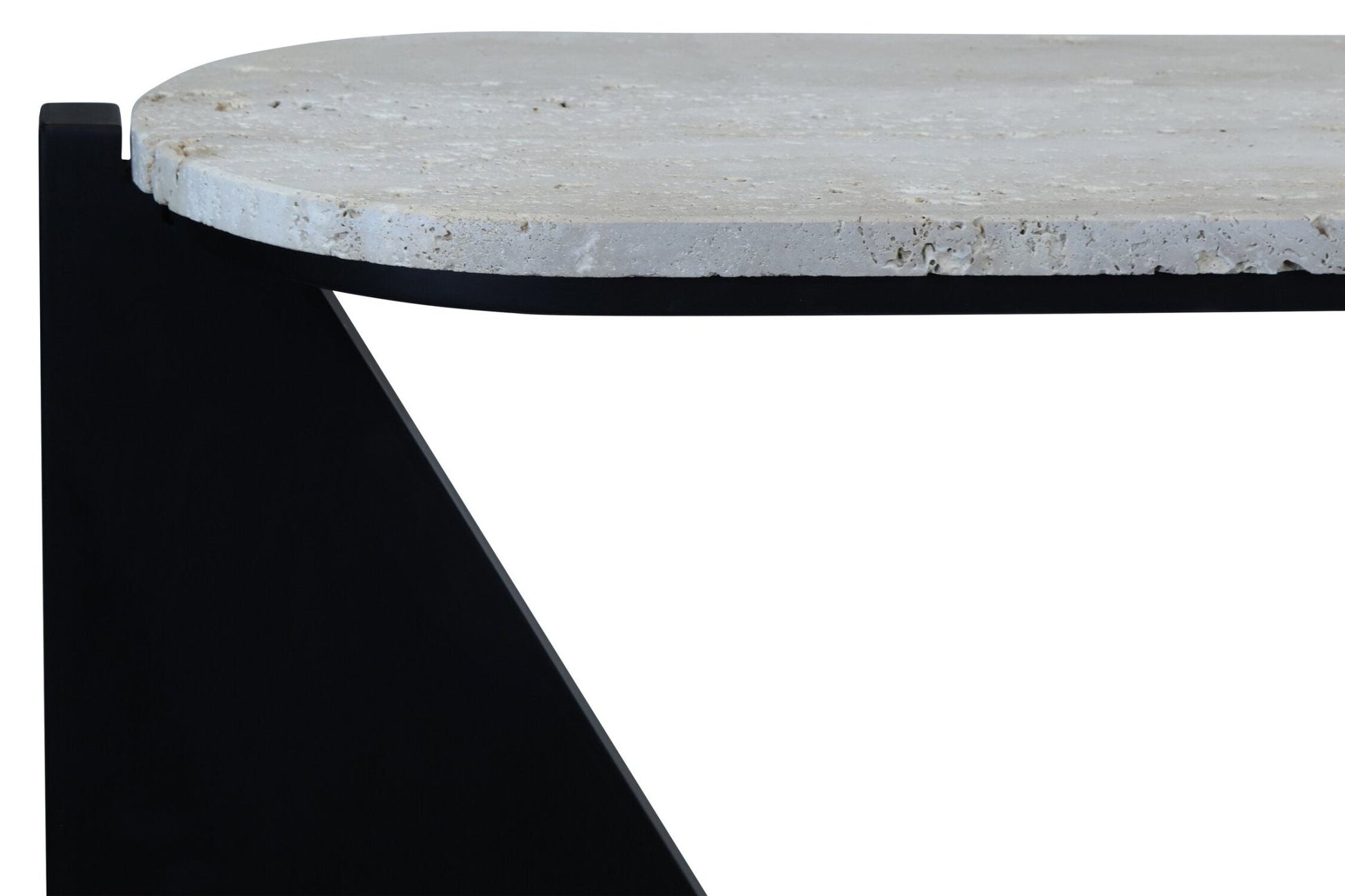 Winton Travertine Top Console Table With Black Acacia Wood Frame | Luxury Home Accessories | Heulog Glow