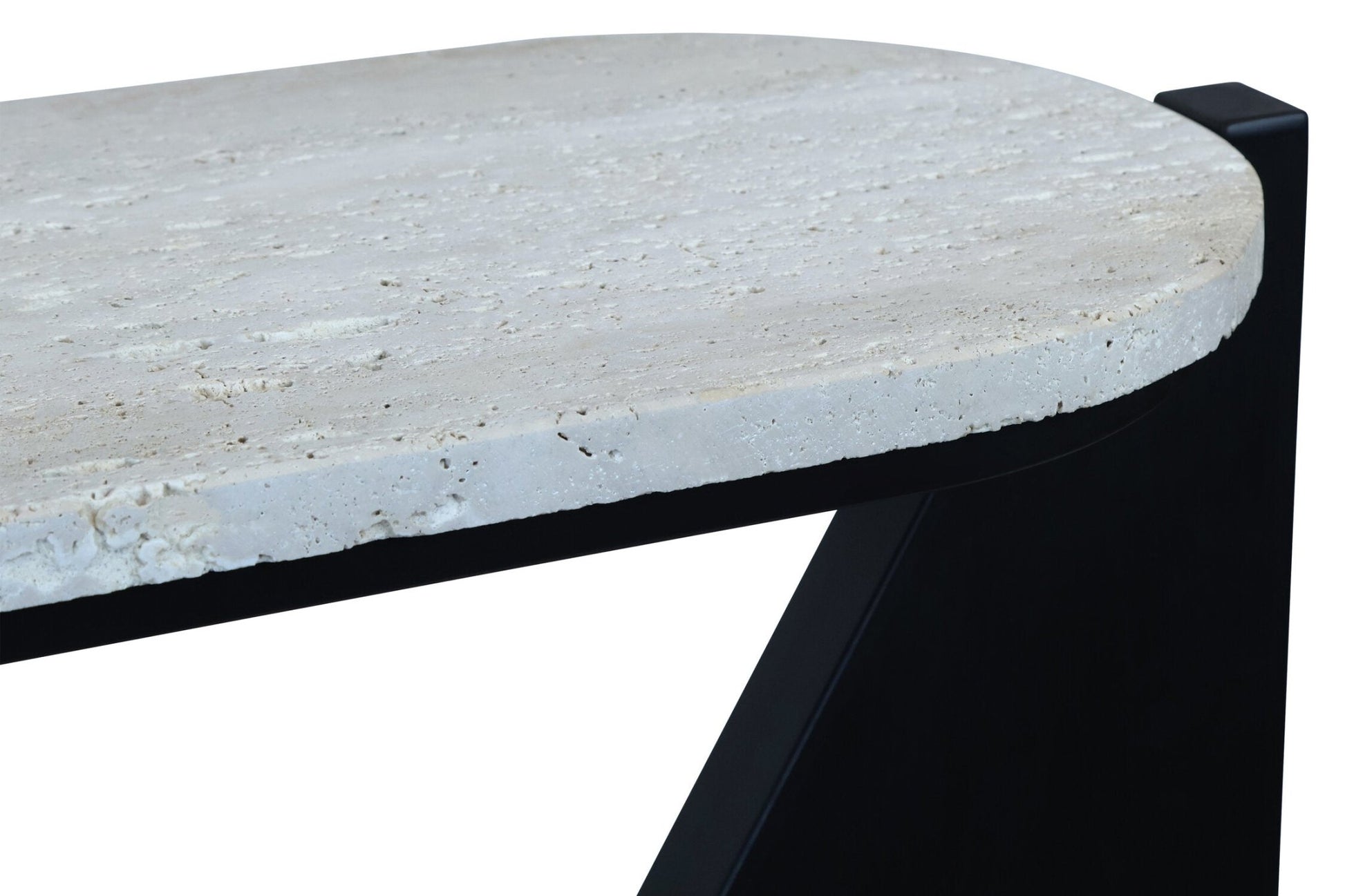 Winton Travertine Top Console Table With Black Acacia Wood Frame | Luxury Home Accessories | Heulog Glow
