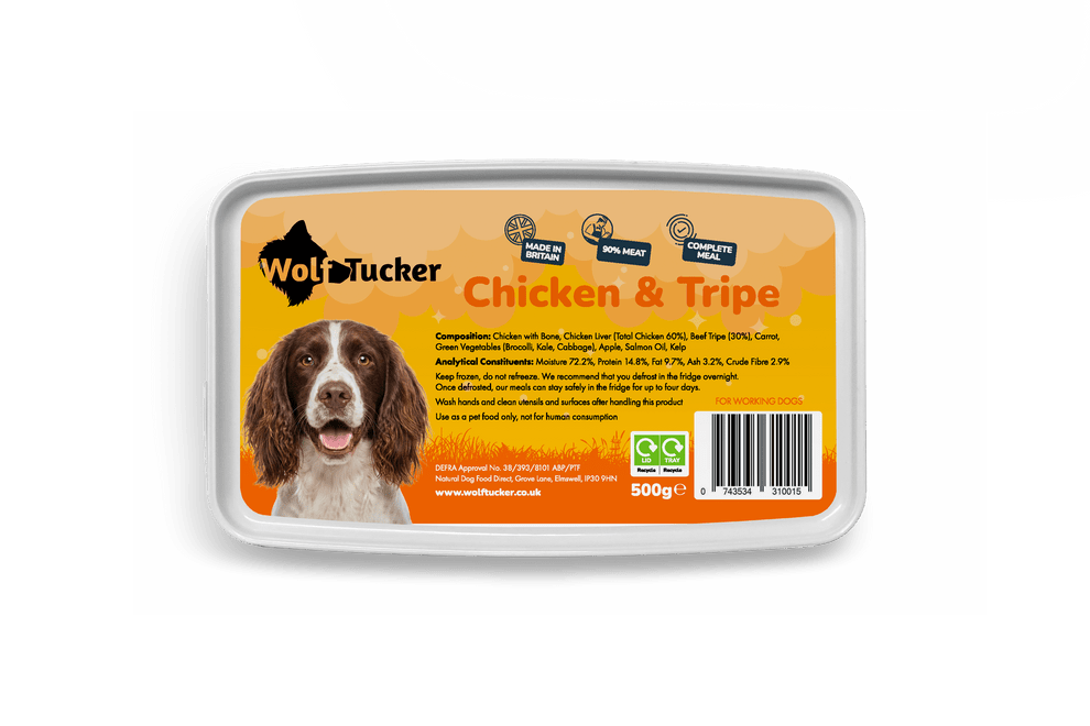 Wolf Tucker Working Dog Chicken & Tripe Meal 500g | Luxury Home Accessories | Heulog Glow