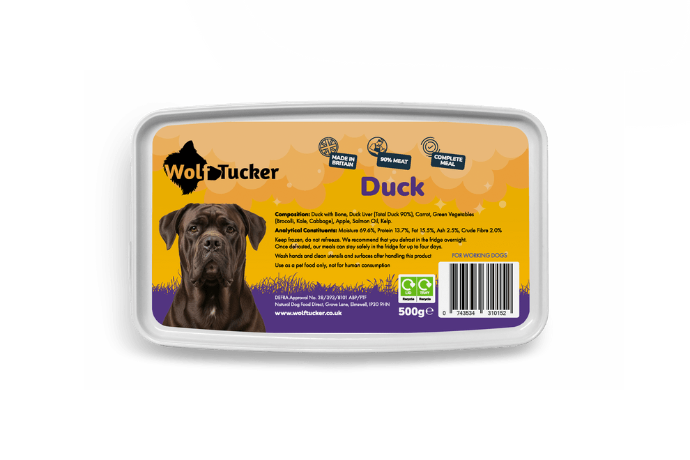 Wolf Tucker Working Dog Duck Meal 1kg | Luxury Home Accessories | Heulog Glow