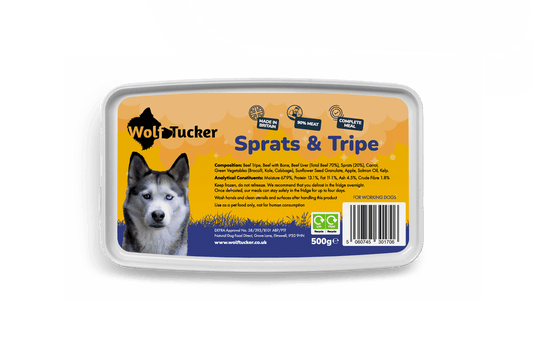Wolf Tucker Working Dog Sprats & Tripe Meal 500g | Luxury Home Accessories | Heulog Glow