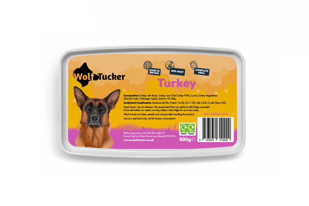 Wolf Tucker Working Dog Turkey Meal 500g | Luxury Home Accessories | Heulog Glow