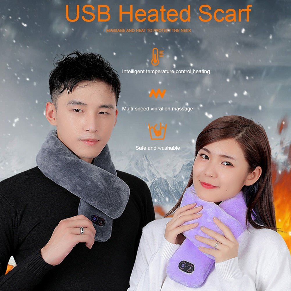 Women Men Soft Temperature Control Pain Relief Cervical Massage Shoulder Neck Wrap USB Heated Scarf Shawl Washable Winter Warm | Luxury Home Accessories | Heulog Glow