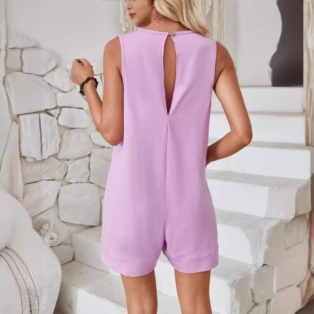 Women Sleeveless Shorts Jumpsuit With Pockets Fashion Beach Pants Summer Clothing | Luxury Home Accessories | Heulog Glow