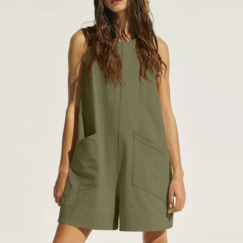 Women Sleeveless Shorts Jumpsuit With Pockets Fashion Beach Pants Summer Clothing | Luxury Home Accessories | Heulog Glow