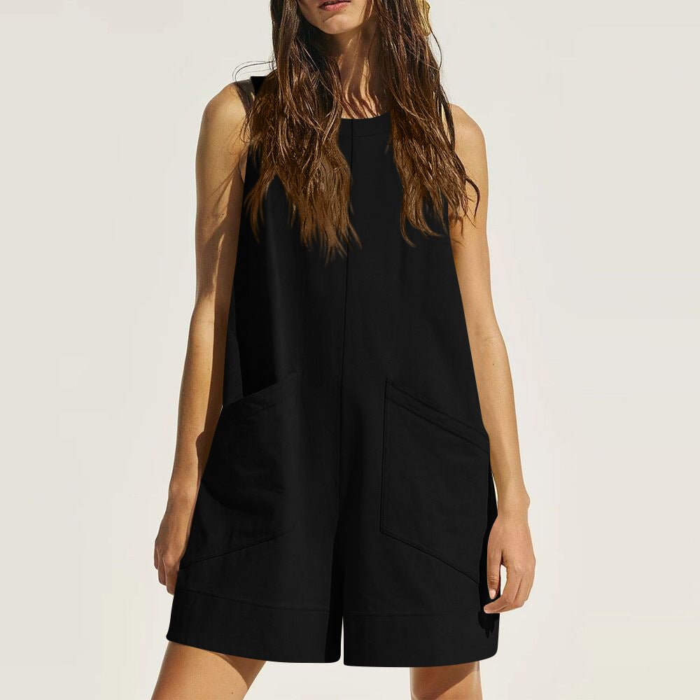 Women Sleeveless Shorts Jumpsuit With Pockets Fashion Beach Pants Summer Clothing | Luxury Home Accessories | Heulog Glow